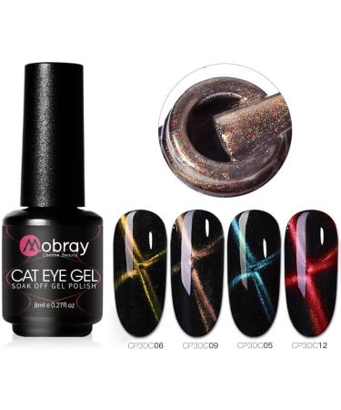 Mobray Cat Eye Gel Nail Polish Set 6Pcs 3D Cateye Magnetic Gel Polish Kit With 1*Magnetic Stick Soak Off Nail Lamp Nail Art Design for Women (3D-2) - Buy Online on GoSupps.com