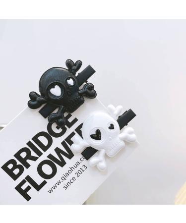 Halloween Skull Hair Clips - Skeleton Hair Barrettes Goth Hair Pins BHWH03 (White-Black) - Buy Online on GoSupps.com