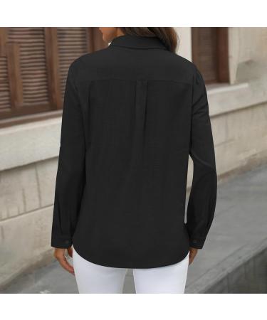 Womens Summer Cotton Linen Loose Blouse Dandelion Tops Ladies Vintage T Shirts Casual Holiday Vacation Long Sleeve Tunic Top V-Neck Plus Size Tees 1861-qppoj-f-black L - Buy Online on GoSupps.com