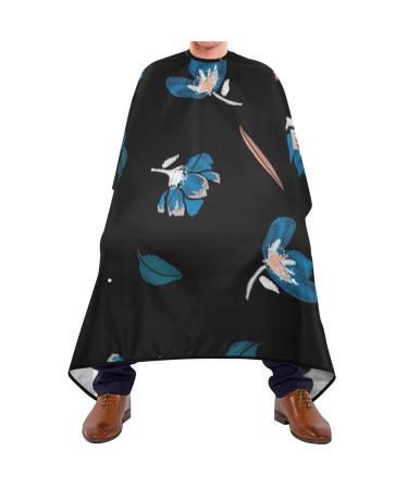 Waterproof Barber Cape -blue flower pattern 23 Cheetah Haircut Bib for Men Unisex Hair Cutting Cape(8rp1a)