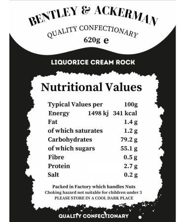 Liquorice Cream Rock (620g) Original Traditional Liquorice Candy in a Jar By Bentley & Ackerman's sweet shop. Classic Confectionery - Buy Online on GoSupps.com
