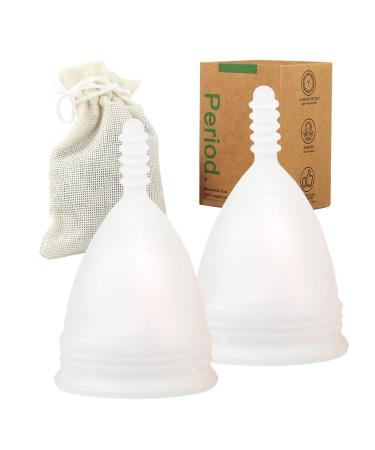 M Muncaso menstrual cup 2 Period menstrual cup very soft and flexible reusable cup menstrual cup made of medical silicone menstruation cup (s (pack of 2) white) s (pack of 2) white