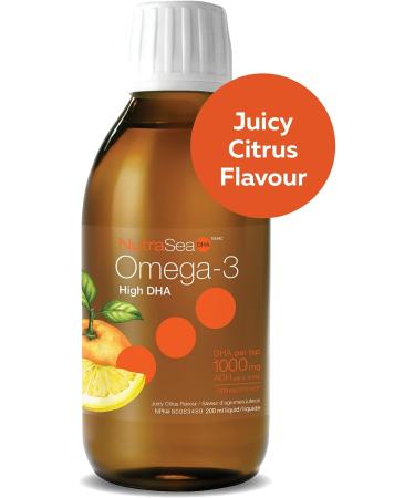 Nature's Way NutraSea Omega-3 High DHA - Fish Oil Omega-3 with 1500 mg EPA + DHA Support Cardiovascular & Cognitive Health Non-GMO - Juicy Citrus Flavour 200 mL Liquid 200 ml (Pack of 1) - Buy Online on GoSupps.com