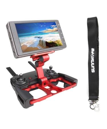 Anbee Foldable Aluminum Tablet Stand Cell Phone Holder with Lanyard Support Crystal Sky Monitor Compatible with DJI Mavic 2 Pro/Zoom/Mini SE/Mavic Air 2 / Spark Drone Remote Controller, Red