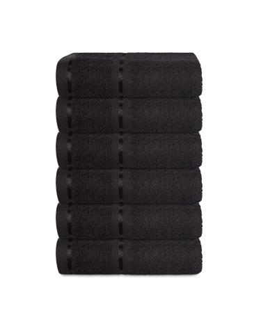 HURBANE HOME Hand Washcloth Sets - Super Soft Highly Absorbent Towel - 100% Cotton Lightweight Washcloths - Extra Durability and Soft Texture - 6-Pack (12" x 12") - Black Washcloths Black