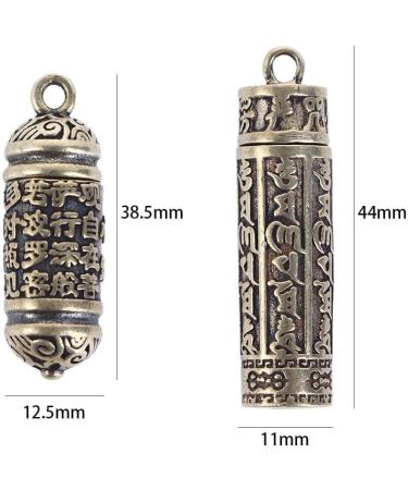 Buddhist Pendant Necklace - Brass Medicine Pill Box | Carved Scriptures Travel Medication Aid Gift for Men - Buy Online on GoSupps.com
