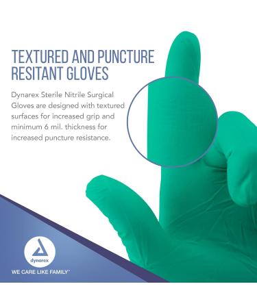 Dynarex Sterile Nitrile Surgical Gloves 6 Mil Size 7.5 - 200 Pairs (1 Case) | Powder-Free & Puncture-Resistant - Buy Online on GoSupps.com