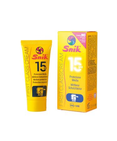 Snik FIRST CLASS CREAM | Professional Face Cream Mountain, Ski, Extreme Sport | Extended Sun Exposure | Organic with Carotene | SPF 15 Medium UVA+UVB Protection | Tube 20 ml.
