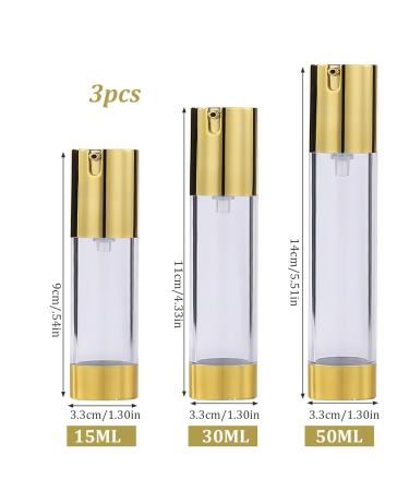 Airless Travel Bottles Set - 3Pcs 15ml/30ml/50ml Refillable Transparent Containers for Toner Lotion Serum | Portable & Sealed Travel Spray Bottles - Buy Online on GoSupps.com