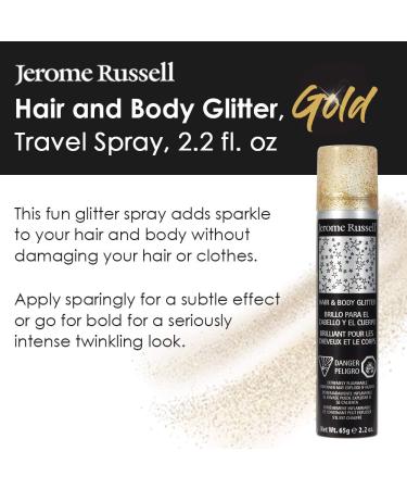 Jerome Russell Glitter Gold Travel Spray 2.2 oz - Pack of 3 | Temporary Hair & Body Glitter Color | Shimmery Glow for Hair, Skin, Clothing - Buy Online on GoSupps.com