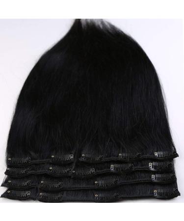 Real Remy Human Hair Extensions - Clip In 8pcs 18 Clips 105g 50cm (#1 Black) - Premium Quality for Effortless Style - Buy Online on GoSupps.com