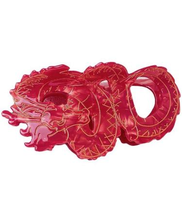 hgnxa Delicate Chinese Loong Hair Claw for Woman Girl Skincare Makeup Hair Clip for Thin Hair Nonslip Delicate Hair Clip Red