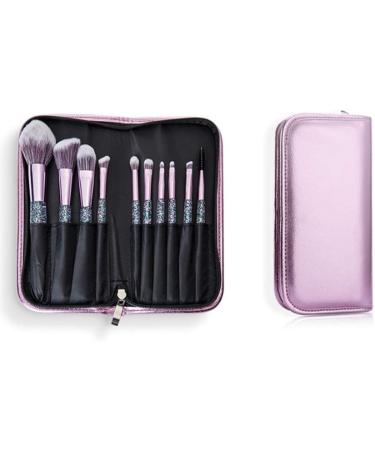Makeup Brush 10 Pieces Flash Handle Make-up Brush Set for Foundation Blush Eyeshadow with Purple Cosmetic Bag Brush Sets - Buy Online on GoSupps.com