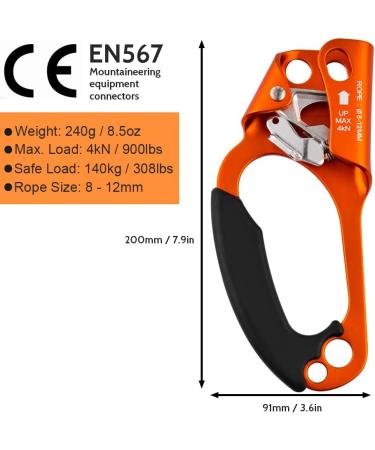 Paliston Climbing Hand Ascender for 812mm Rope - Set of 2 (Left and Right) | Rock Climbing Arborist Gear - Buy Online on GoSupps.com