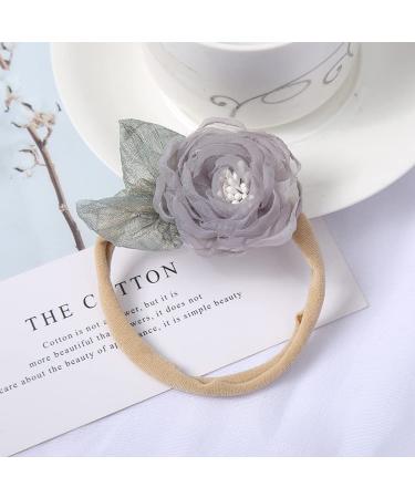 Geyan Multi-Colored Flower Hair Tie Set - 2 Piece Elastic Ponytail Holders for Girls | Personalized Hair Jewelry for Weddings (White Gray Pink) - Buy Online on GoSupps.com