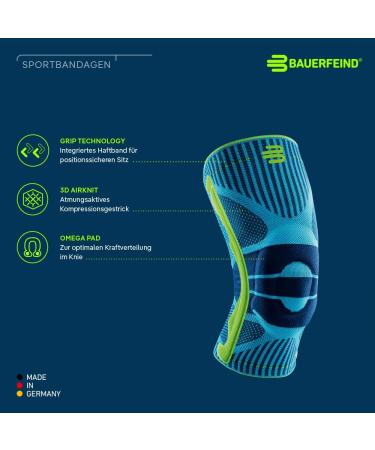 BAUERFEIND Knee Support with Silicone Ring | All Black XL - Adjustable Support for Right or Left Knee - International Shipping Available - Buy Online on GoSupps.com