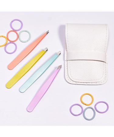 4Pcs Tweezers Eyebrow Professional Stainless Steel Tweezers Set with Angled Tweezers Pointed Tweezers and Leather Case Precision Tweezers for Ingrown Hair Facial Hair Blackhead Remover - Buy Online on GoSupps.com
