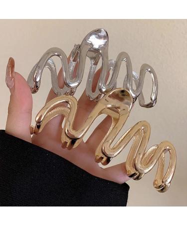 KuuGuu 4 PCS Large Gold Hair Claw Clip Set | Non-Slip Metal Hair Clips | Strong Hold Jaw Clamp | Cute Hair Accessories - Buy Online on GoSupps.com
