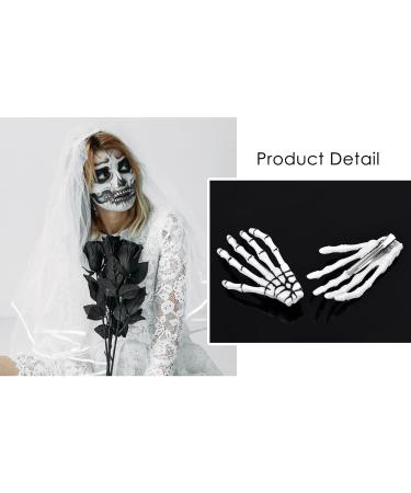Korean Gothic Skeleton Hands Hair Clips - Punk Rock Devil Claw Barrettes Set (Black/White) - Buy Online on GoSupps.com
