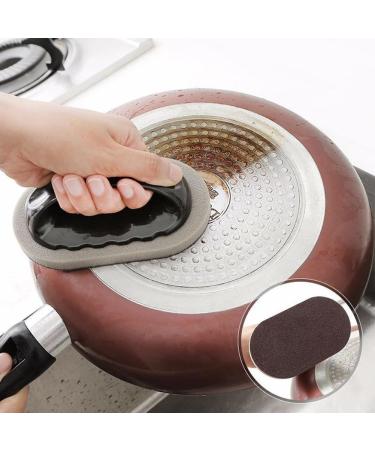 Magic Sponge Brush with Handle Scouring Pad Pot Scrubber Nano Emery Sponge for Powerful Cleaning - Durable and Versatile Kitchen Cleaning Tool (Black 3 Pcs) Black 3 Pcs - Buy Online on GoSupps.com