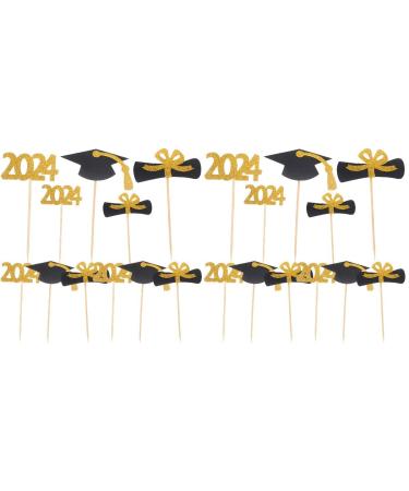 UPKOCH 24 Pcs Graduation Cake Toppers Graduation Cupcakes Picks 2024 Congrats Grad Cake Decor Graduation Party Decorations