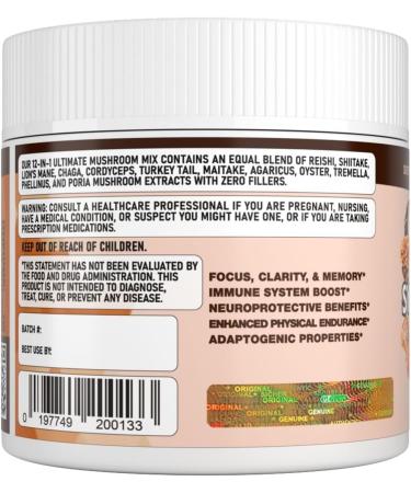 AMPEXT 12-in-1 Dozen Synergy Power: Premium Complex of 12 Carefully Selected Fruiting Body Mushroom Extracts, Supporting Immunity, Cognitive & Cardiovascular Functions - Buy Online on GoSupps.com