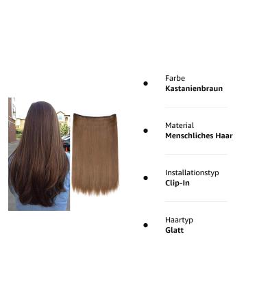 Silk-Co 40cm Chestnut Brown Hair Extensions | Smooth Invisible Cord Synthetic Realistic Style | Perfect for Women - Buy Online on GoSupps.com