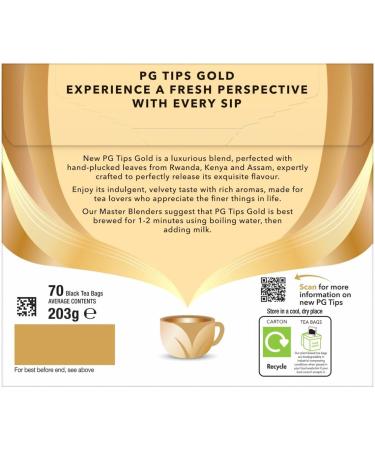 PG Tips Gold 70 Pack of 6 (Total 420 Tea Bags) Indulgent Velvety Rich Taste Black Tea Finest Tea leaves - Buy Online on GoSupps.com