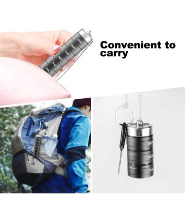 Aluminum Alloy Travel Medicine Organizer - Portable Waterproof Pill Box for Vitamins & Fish Oil | Large Capacity Weekly Organizer in Grey - Buy Online on GoSupps.com