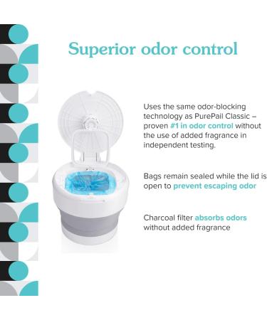 PurePail Go Portable Diaper Pail White Superior Odor Control with No Added Fragrance Collapses for On-the-Go Compact & Space-Saving Go Pail - Buy Online on GoSupps.com