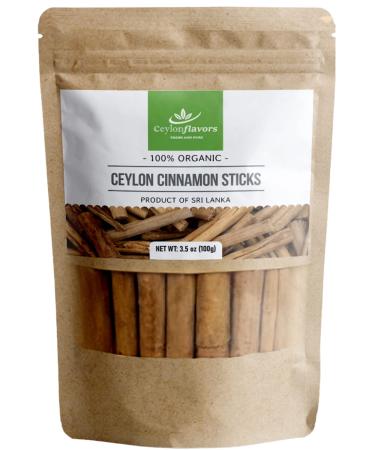 Ceylon Flavors organic Ceylon cinnamon sticks 3.5 oz ( 3 ") True Cinnamon, Premium Grade, Harvested & Packed from a USDA Certified Organic Farm in Sri Lanka (not cassia cinnamon) - Buy Online on GoSupps.com