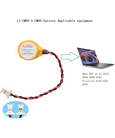 CMOS ML1220 Battery for DELL XPS 13/15 | BIOS RTC Battery with 2 Wire Cable & Connector | 1-Pack Compatible with 9343 9350 9360 9365 - Buy Online on GoSupps.com
