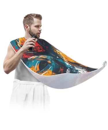 Beard Bib Apron Racing Cars Beard Hair Catcher for Men Shaving Fathers Day Anniversary Christmas Gifts for Dad Husband Beard Bib with 2 Suction Cups