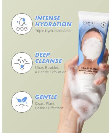 Hydrating Vegan Aqua Cleanser - Gentle Deep Cleansing Face Wash with Hyaluronic Acid & Avocado Oil | Makeup Remover & Skin Barrier Protector 5.07 Fl Oz - Buy Online on GoSupps.com