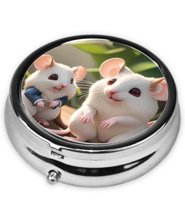 Mother and Child Rat Round Pill Box - 3 Compartment Portable Travel Organizer for Easy Medication Management - Buy Online on GoSupps.com