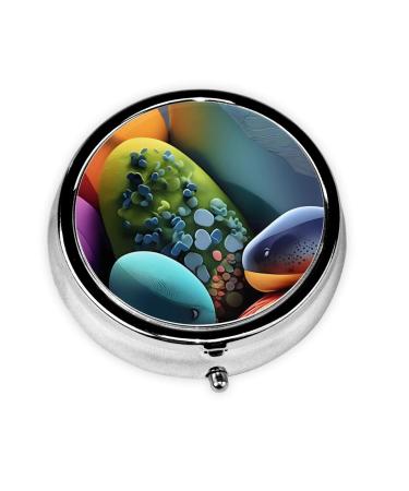 Coloured Stonesround Pill Box 3 Compartment Round Pill Box Organizer Portable Travel Pill Box for Traveling.