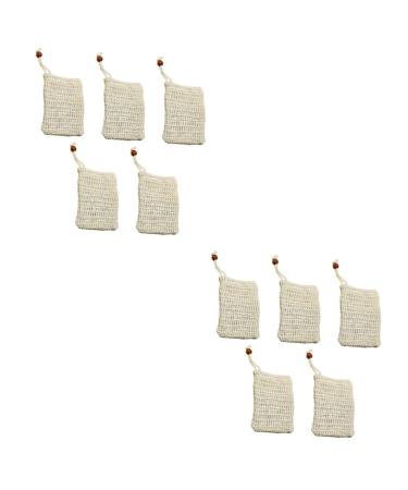 Healeved 10 Pcs Soap Bag Soap Saver Holder Exfoliating Soap Pouch Exfoliating Meshes Face Soap Sisal Beige