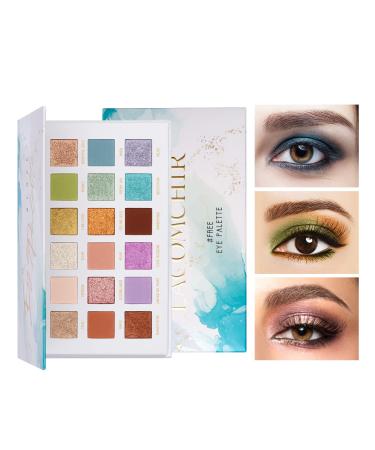 LACOMCHIR Free Eyeshadow Palette 18 Shades Eye Platette with Matte  Shimmer  Pearl Finishes  Long-lasting Multicolor Eyeshadow Makeup Beginner Eyeshadow Cruelty Free 23.2g