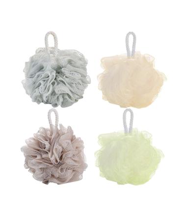 Angoily 4pcs Shower Ball Bath Ball Mesh Pouf Mesh Sponge Net