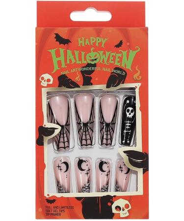 OnSaya Coffin False Nails Halloween Decorations Black Spider Press on Nails Ghost Stick on Nails Ballerina Acrylic Long Fake Nails 24Pcs for Women and Girls 1 count (Pack of 1) - Buy Online on GoSupps.com