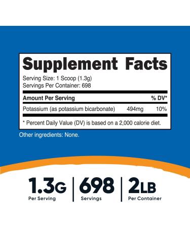 Nutricost Potassium Bicarbonate Powder 2 LB - Gluten Free & Non-GMO | High-Quality Supplement - Buy Online on GoSupps.com