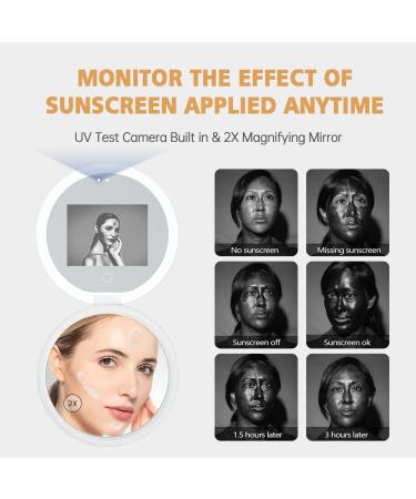 FENCHILIN Travel Compact Mirror with UV Camera | 2X Magnification Portable Lighted Mirror 3.5 Inch - Buy Online on GoSupps.com