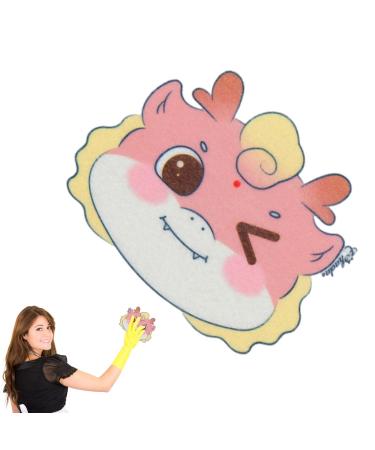 Dish Washing Sponge - Cartoon Dragon Cleaning Sponge Kitchen Scrubbers | Powerful Oil Removal Without Scratching Kitchen Cleaning Supplies for Everyday Jobs Ngumms Pink