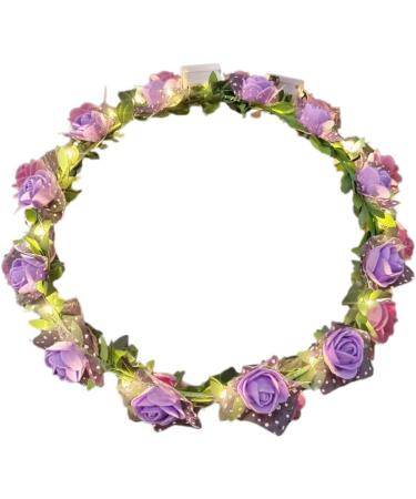 Bottone Led Light Up Flower Crown for Woman Wedding Party Handmade Thin Hair Hoop with Adjustable Ribbon Hair Accessories White warm white lig - Buy Online on GoSupps.com