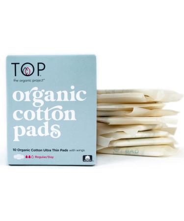 Certified Organic 100% Cotton Thin Regular Absorbent Pads with Wings | Non-Toxic & Biodegradable | 10 Ct Regular | Feminine Hygiene - Buy Online on GoSupps.com