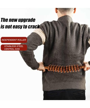 Wooden Massage Roller - Back & Body Massage Device with Handle | Ideal for Neck Legs & Back Pain Relief - Buy Online on GoSupps.com