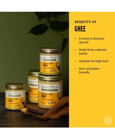 Banyan Botanicals Organic Grass-Fed Ghee 13.4 oz - Non-GMO Gluten-Free Cooking & Baking Oil Alternative - Buy Online on GoSupps.com