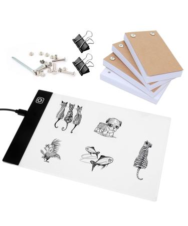 Flip Book Kit with Light Pad - A5 LED Light Board/Box & 320 Sheets Flipbook for Drawing | Tracing | Sketching, Flip Books Paper with Holes & Binding Screws