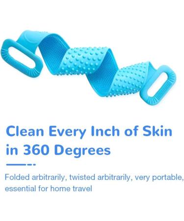ifory Silicone Bath Body Brush Exfoliating Scrubber 76CM-Blue | Long Lasting Comfortable Massage for Shower - Buy Online on GoSupps.com