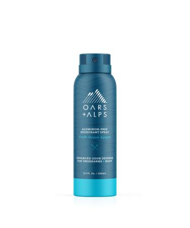 Oars + Alps Spray Deodorant for Men and Women Aluminum Free Deodorant and Full Body Spray Travel Size Fresh Ocean Splash Fresh Ocean Splash 3.4 Fl Oz (Pack of 1)